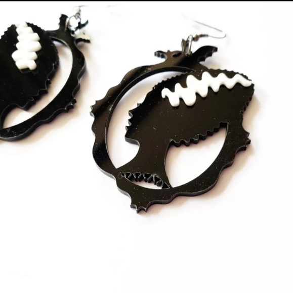 Spooky Bride of Frankenstein Large Acrylic Earring - Picture 3 of 4